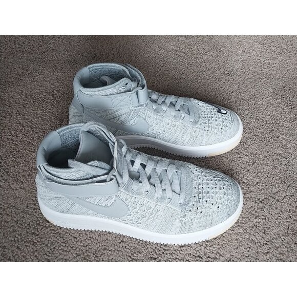 Nike Men's Air Force 1 Ultra Flyknit Mid Wolf Grey Custom Patch Size 9 - Picture 8 of 8